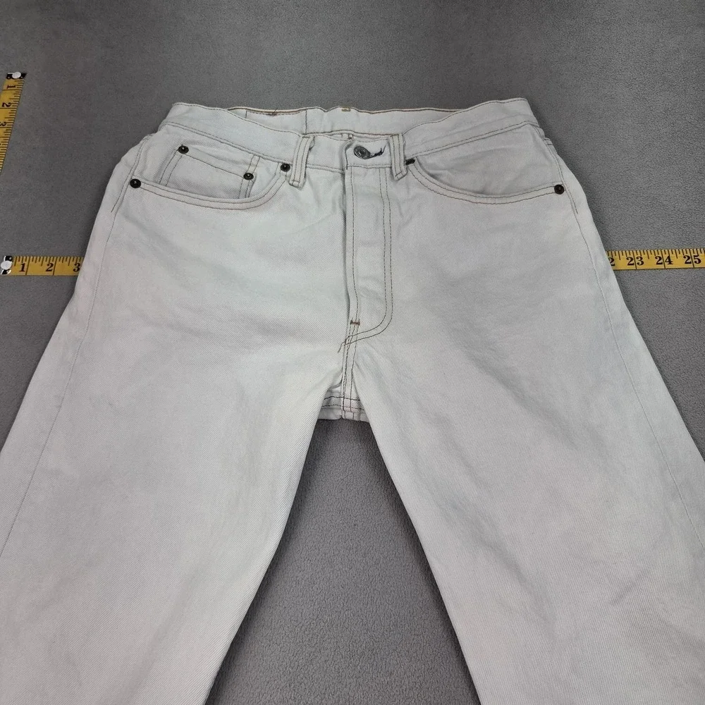 Vintage Levis Jeans Mens White Straight Button Fly USA Stains Altered Fits 27x25